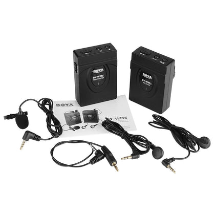 BOYA BY-WM5 2.4GHz Wireless Lavalier Microphone System for Canon Nikon Sony DSLR Camera Camcorder Audio Recorder