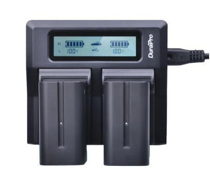 DuraPro LCD Dual Fast Charger for SONY NP-F960 NP-F970 NP F960 F970 Rechargeable Battery and HVR-HD1000 HVR-HD1000E HVR-V1J