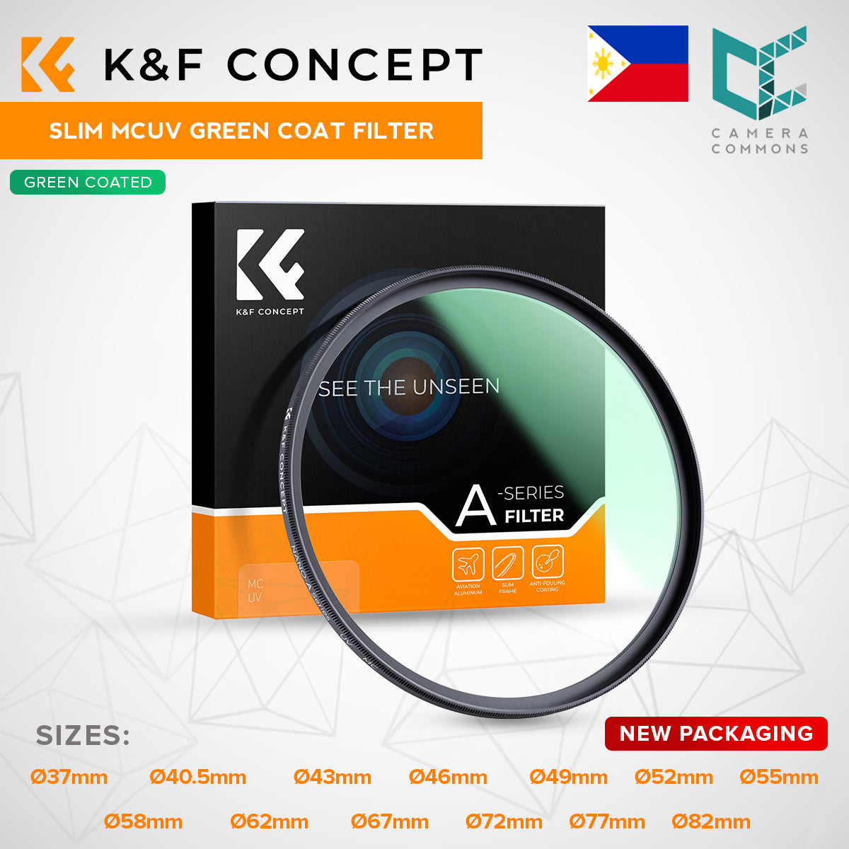 CLEARANCE KF FILTER UV FILTER, SLIM GREEN MULTICOATED 52MM