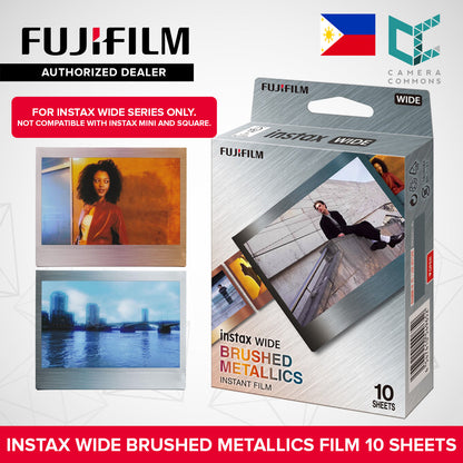 FUJIFILM Instax Wide Instant Film Black Plain Solid Color / Brushed Metallics 10 Sheets