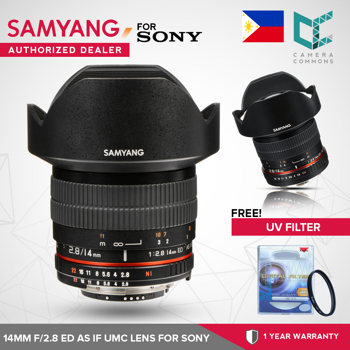 Samyang 14mm f/2.8 ED AS IF UMC Lens for Sony E Mount