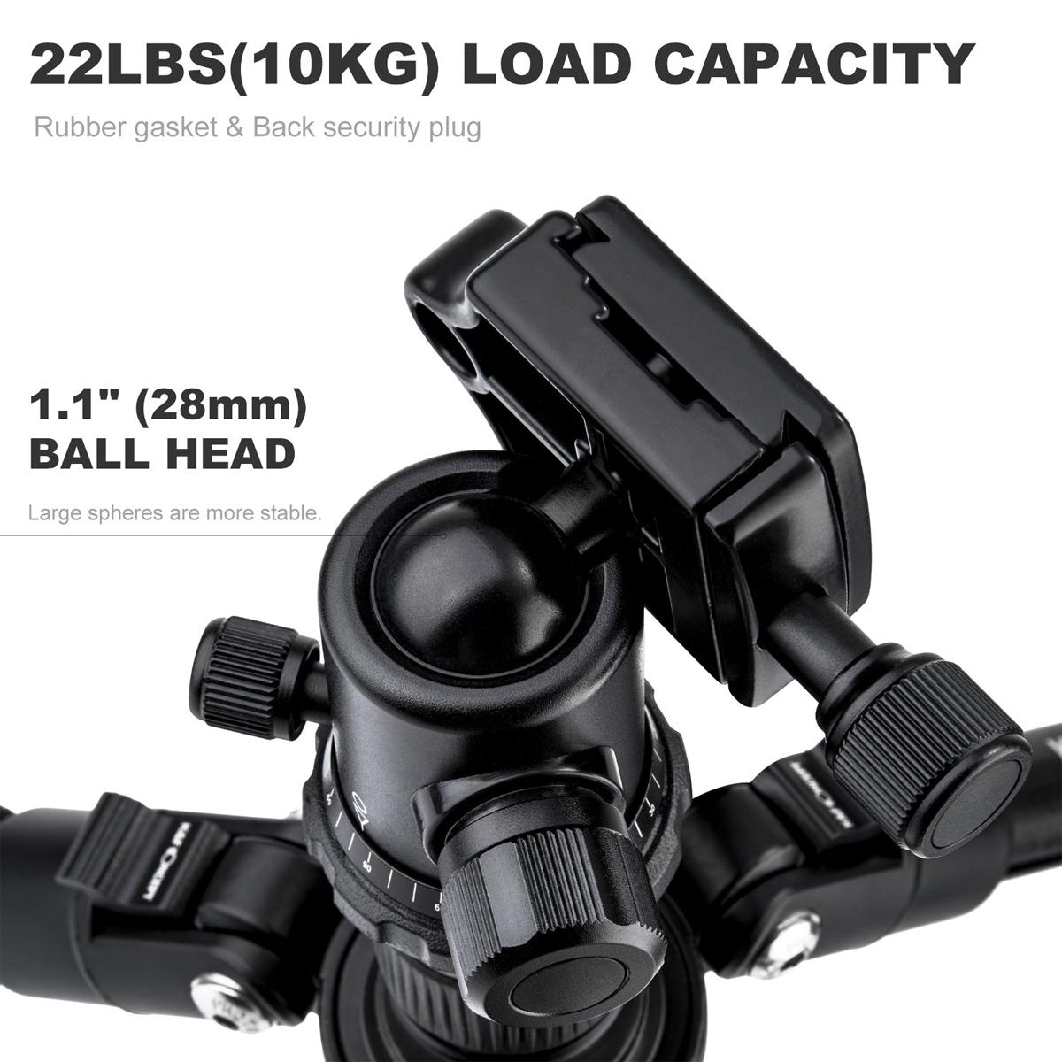 K&F Concept TM2324 II Foldable Lightweight Aluminum Tripod Travel Professional Photography Tripod for Mirrorless DSLR Cameras TM2324II - KF09.040