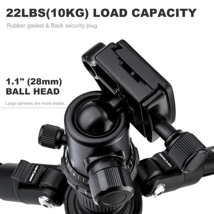 K&F Concept TM2324 II Foldable Lightweight Aluminum Tripod Travel Professional Photography Tripod for Mirrorless DSLR Cameras TM2324II - KF09.040