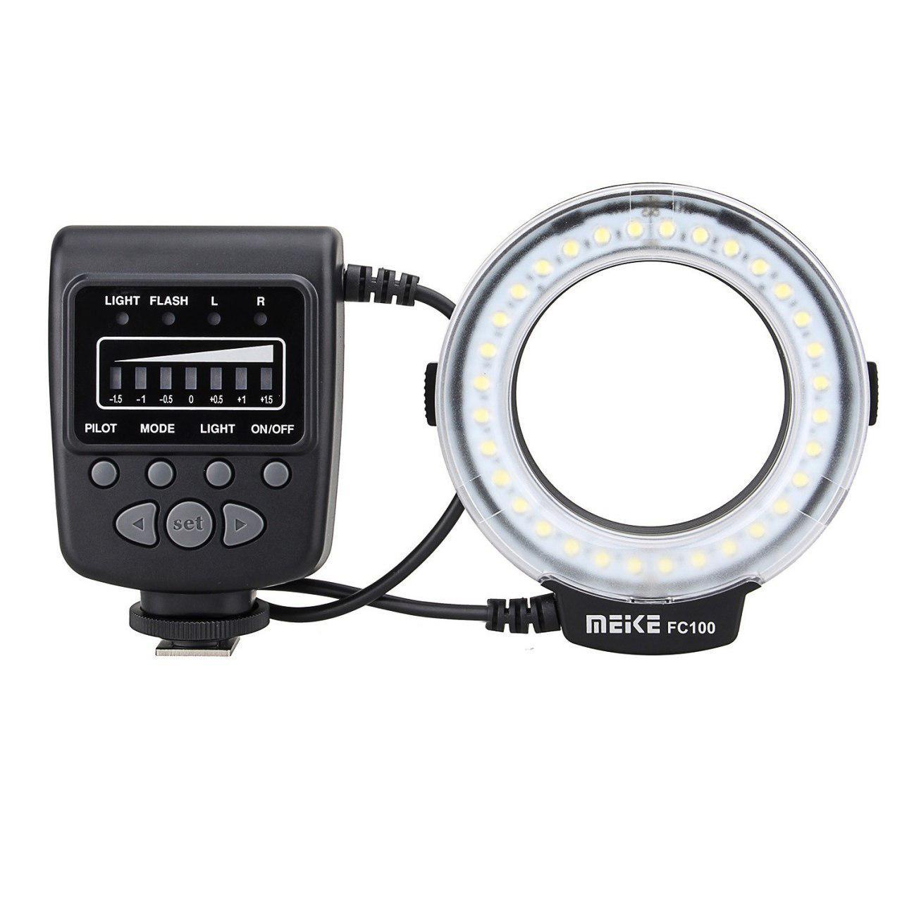 MEIKE FC100 Macro Ring Flash LED Light for DSLR Cameras Camcorder with Adapter Rings