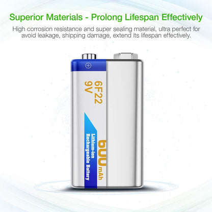 EBL 9V 600mAh Rechargeable battery - Lithium Ion