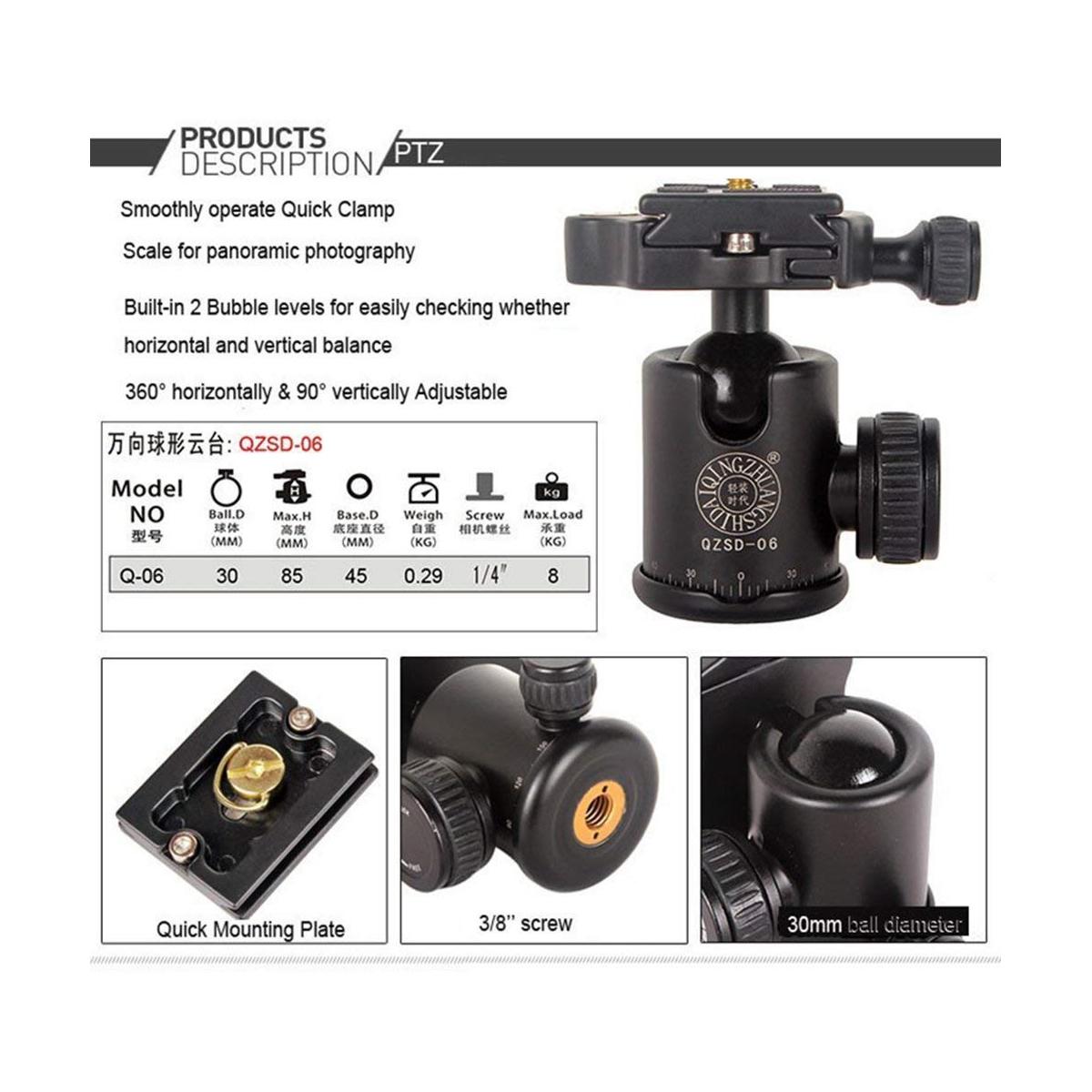 QZSD Q999 Aluminum Alloy Portable Traveling Tripod with Ball Head for Digital Camera and Camcorder