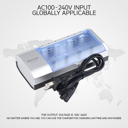 Beston C821BW 6 Bay Multifunction Ni-MH Battery Charger for AA AAA D Size C Size 9V NIMH