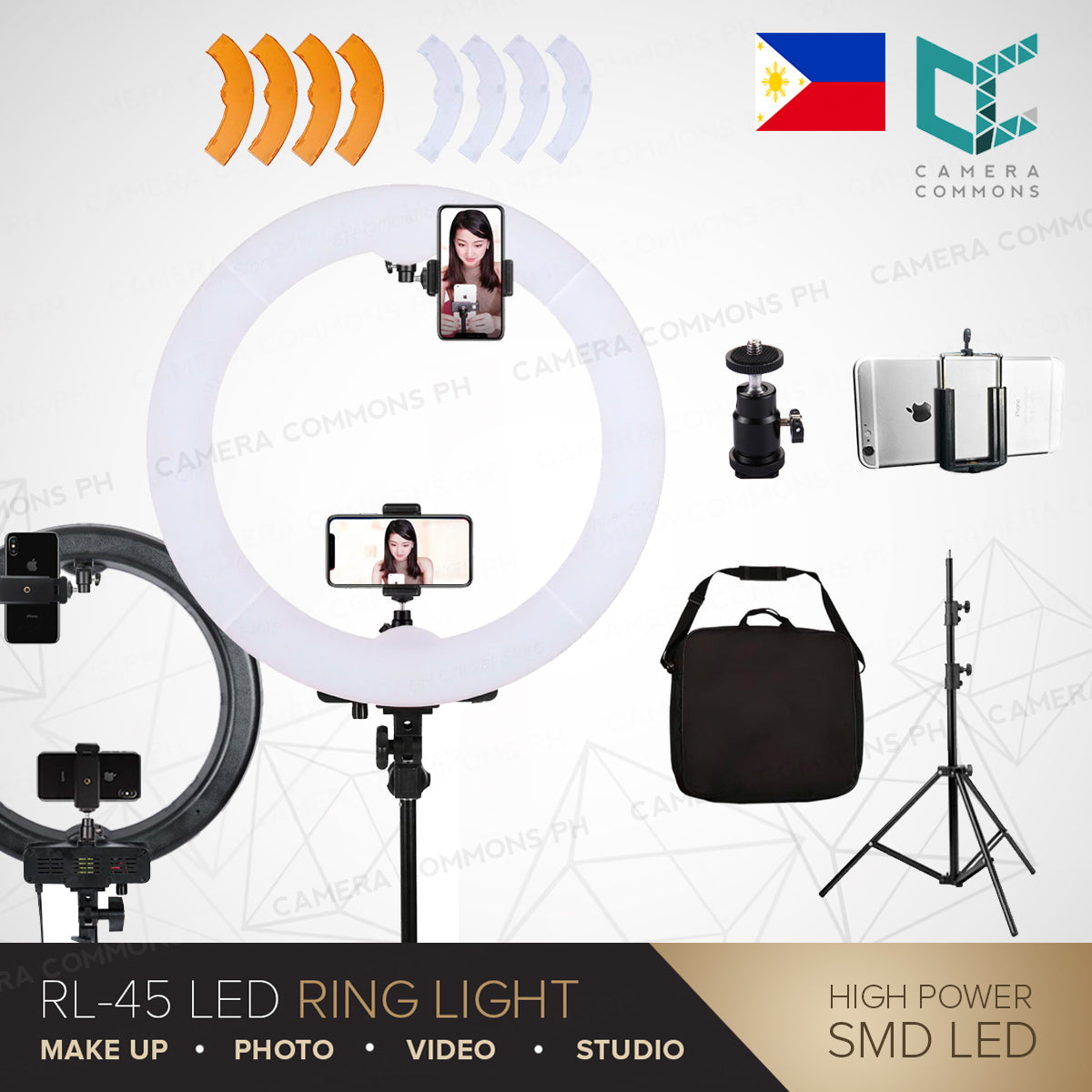 RL45 20 inches LED Ring Light Photographic Lighting for Photo Video Studio Vlog Beauty Photography Lamp