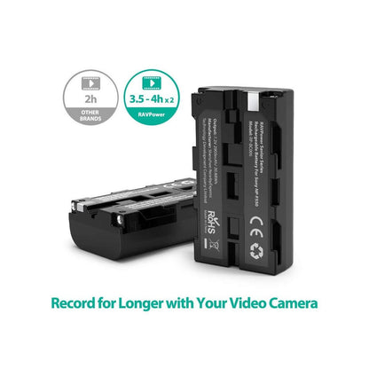 RAVPower NP-F550 Camera Battery Charger with 2pcs Batteries Set for Sony Cameras NPF550