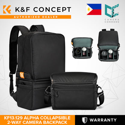K&F Concept KF13.129 Alpha Collapsible Camera Bag 2 Way 22L for Photographers Business Trip Travel Everyday Bags Black