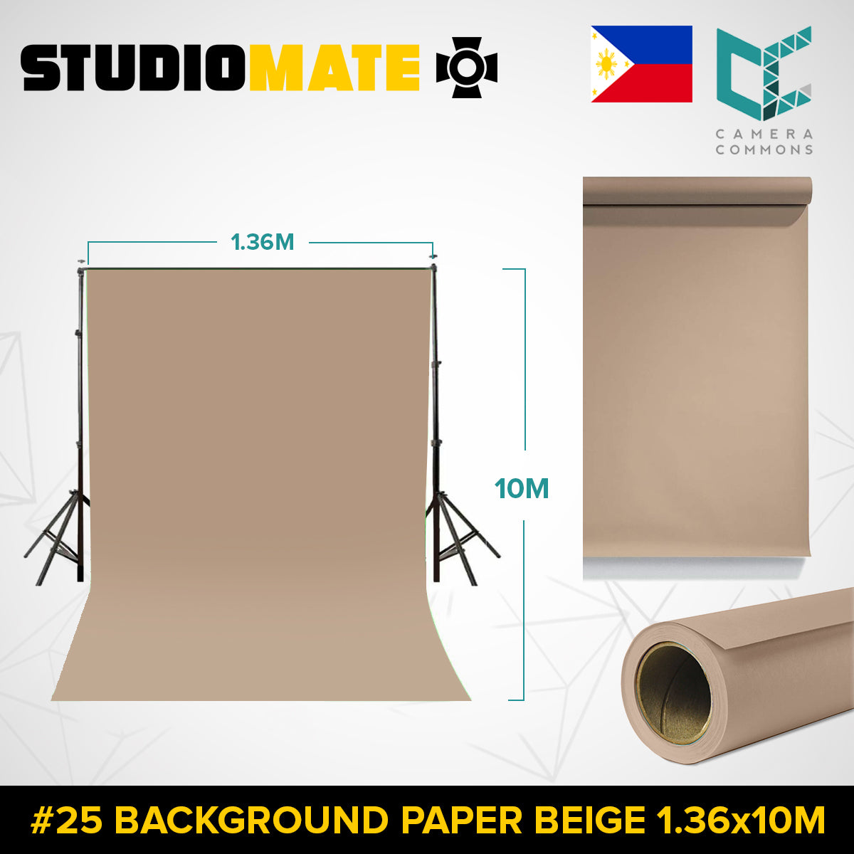 Studiomate Seamless Photography Videography Backdrop Background Paper 1.36x10m / 4.46 x 32 ft Studio Equipment