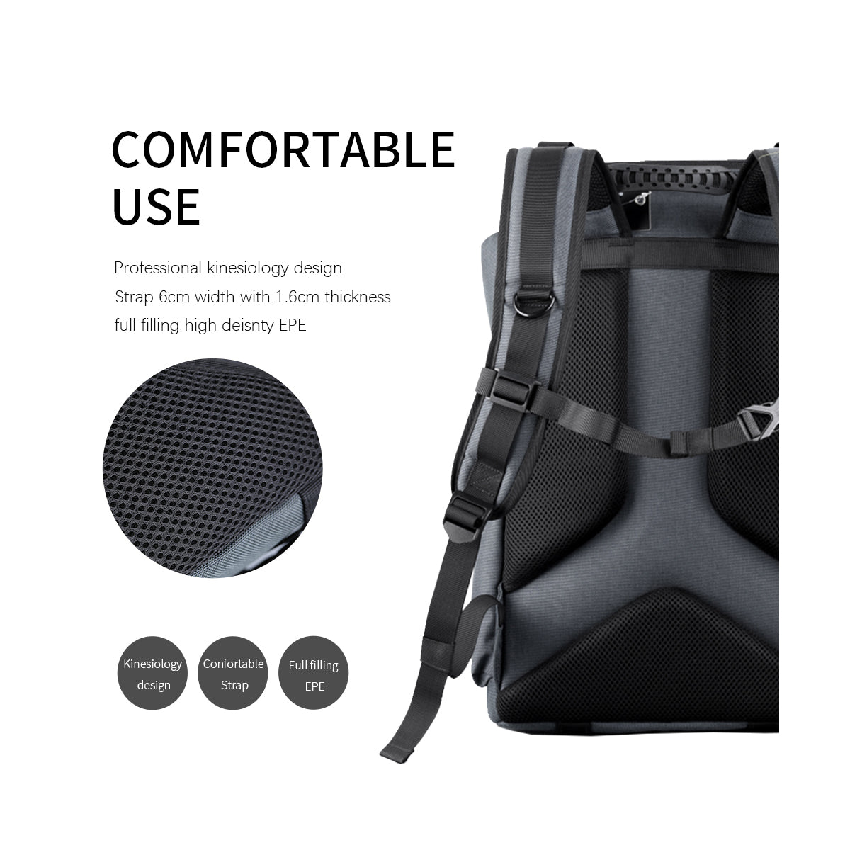K&F CONCEPT Waterproof Camera Backpack Photography Storage Bag with Divider - KF13.098 URBAN TREKKER