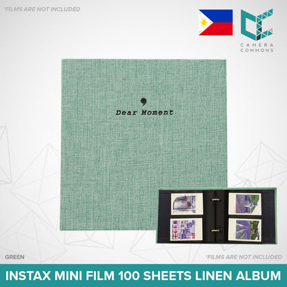 Photo Album 100 Sheets Pockets Slots Linen Hardcover 2-Ring Binder for Fujifilm Instax Mini Films