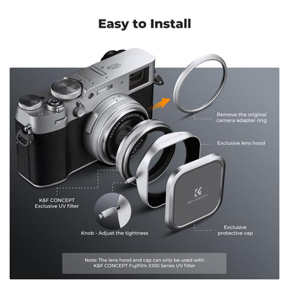 CLEARANCE KF FILTERS Fuji lens hood with lens cap, printed with KF logo, suitable for Fuji X100/FX100/SX100/Tx1224/4SOV models, NANO-X series