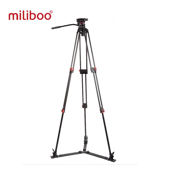 Miliboo MTT609A Professional Aluminum Video Tripod with Fluid Head and Ground Spreader Heavy Duty