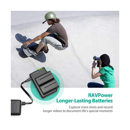 RAVPower NP-F550 Camera Battery Charger with 2pcs Batteries Set for Sony Cameras NPF550