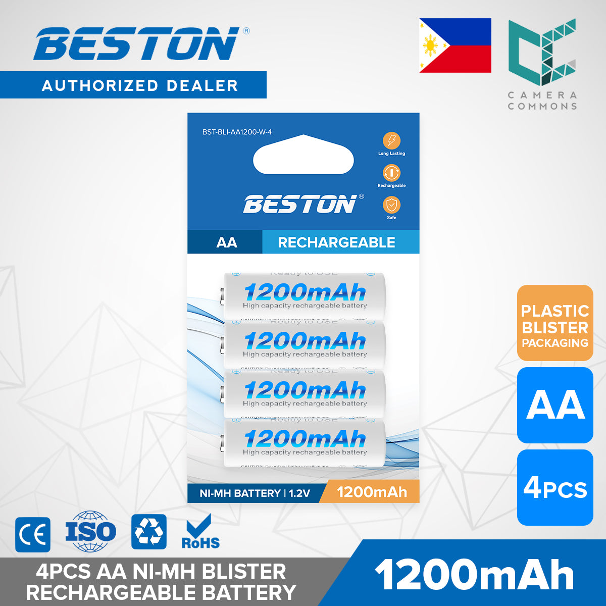 Beston 1200mAh Rechargeable Battery NiMH AA 1.2V High Capacity 1pc 2pcs 4pcs 8pcs 12pcs