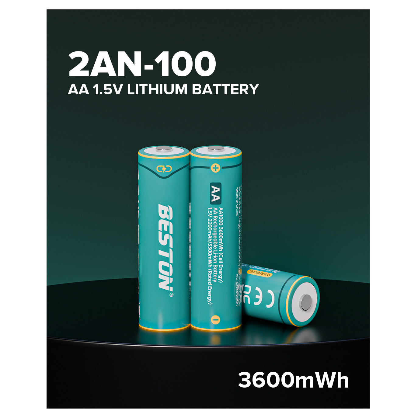 Beston AA1000 LR06 AA 1.5V 3600mwh Rechargeable Lithium Ion Battery Li-ion