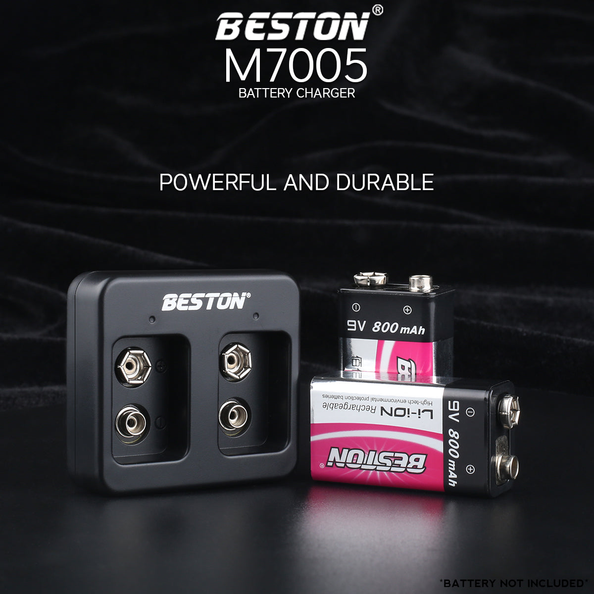 Beston M7005 2-Bay Battery Charger for 9V Rechargeable Lithium Battery