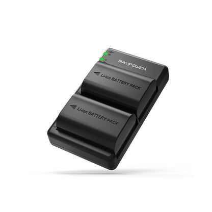 RAVPower LP-E6 Camera Battery Charger with 2pcs Batteries Set for Canon Cameras LPE6