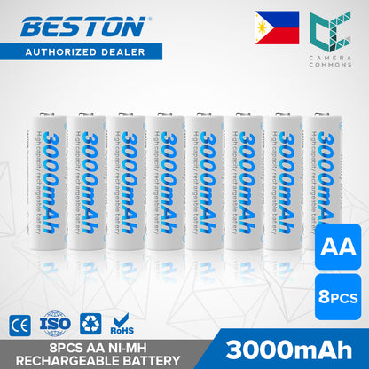 Beston 3000mAh Rechargeable Battery NiMH AA 1.2V High Capacity 1pc 2pcs 4pcs 8pcs 12pcs