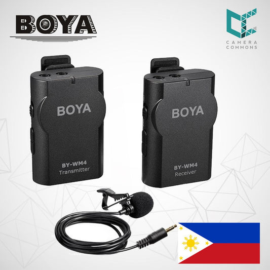 BOYA BY-WM4 2.4GHz Wireless Lavalier Lapel Mic, Omnidirectional Microphone System Audio Recording with Easy Clip On, 3.5mm Plug for Canon Nikon Sony DSLR Camera, Camcorder, iPhone Android - Camera Commons PH