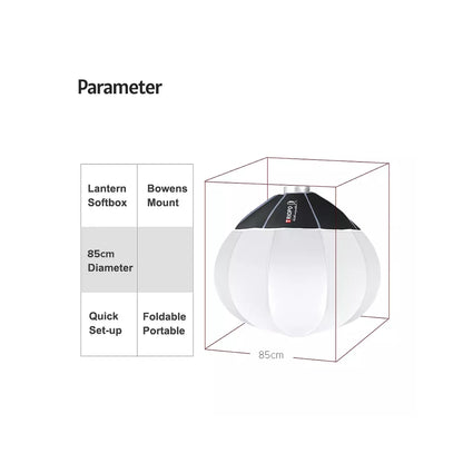 Triopo KQ85 Lantern Softbox 85cm 33.4inches Foldable Spherical Collapsible Bowens Mount for Studio