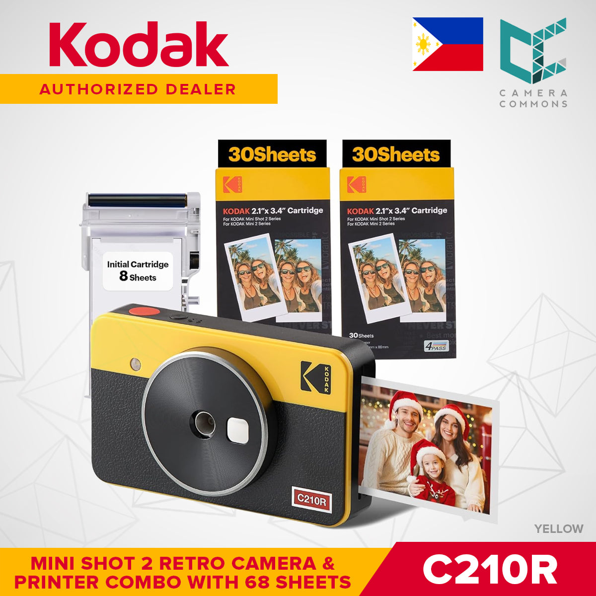 Kodak Mini Shot 2 Retro 2.1"x3.4" Camera and Printer Combo LCD Display 4PASS Print C210R