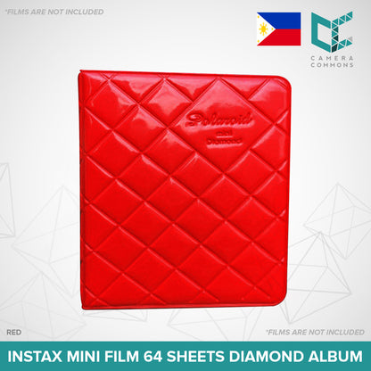 Photo Album 64 Sheets Pockets Slots Plain Diamond Pattern for Fujifilm Instax Instant Mini Films