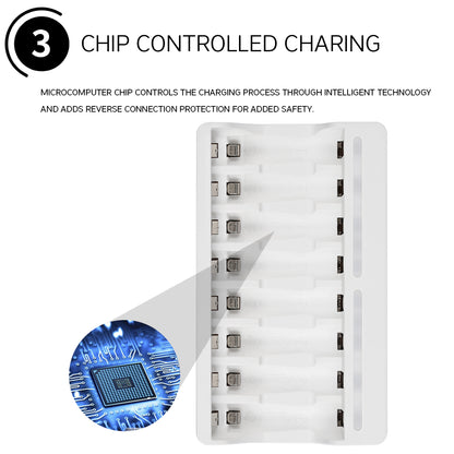 Beston C8003B 8-Bay Battery Charger for AA / AAA Rechargeable Battery BST-C8003