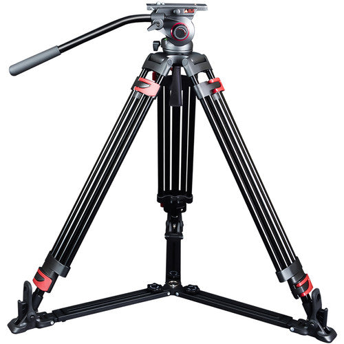 Miliboo MTT609A Professional Aluminum Video Tripod with Fluid Head and Ground Spreader Heavy Duty