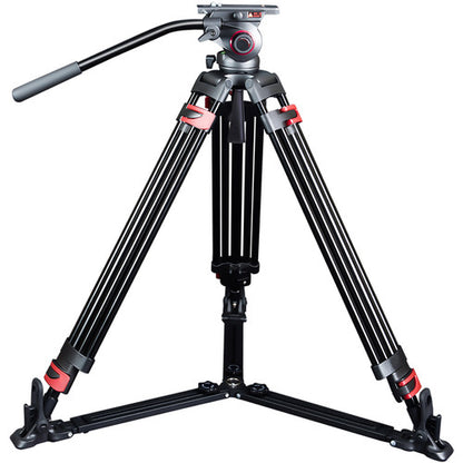 Miliboo MTT609A Professional Aluminum Video Tripod with Fluid Head and Ground Spreader Heavy Duty