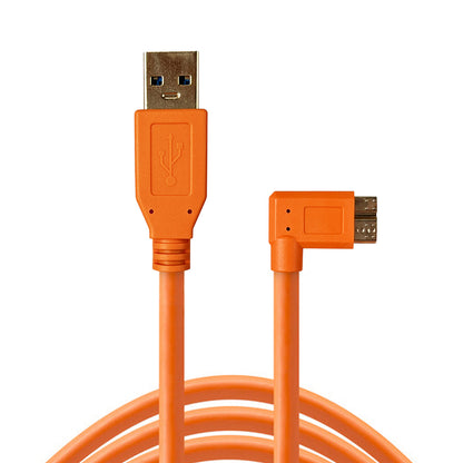 STUDIOMATE USB 3.0 Type A to USB 3.0 Micro B Right Angle Orange Cable Connector 5 meters 5m