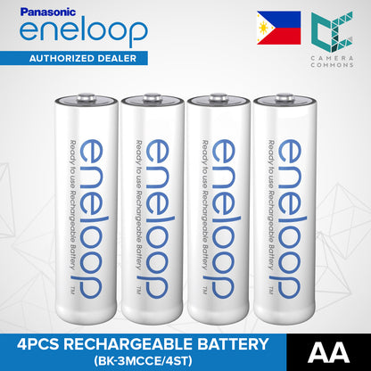 Panasonic Eneloop BK-3MCCE/4ST AA Rechargeable Battery Pack of 4 White Ready To Use