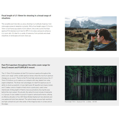 Tamron B070 B070X 17-70mm f/2.8 DiIII-A VC RXD Lens for Fujifilm X-Mount APS-C