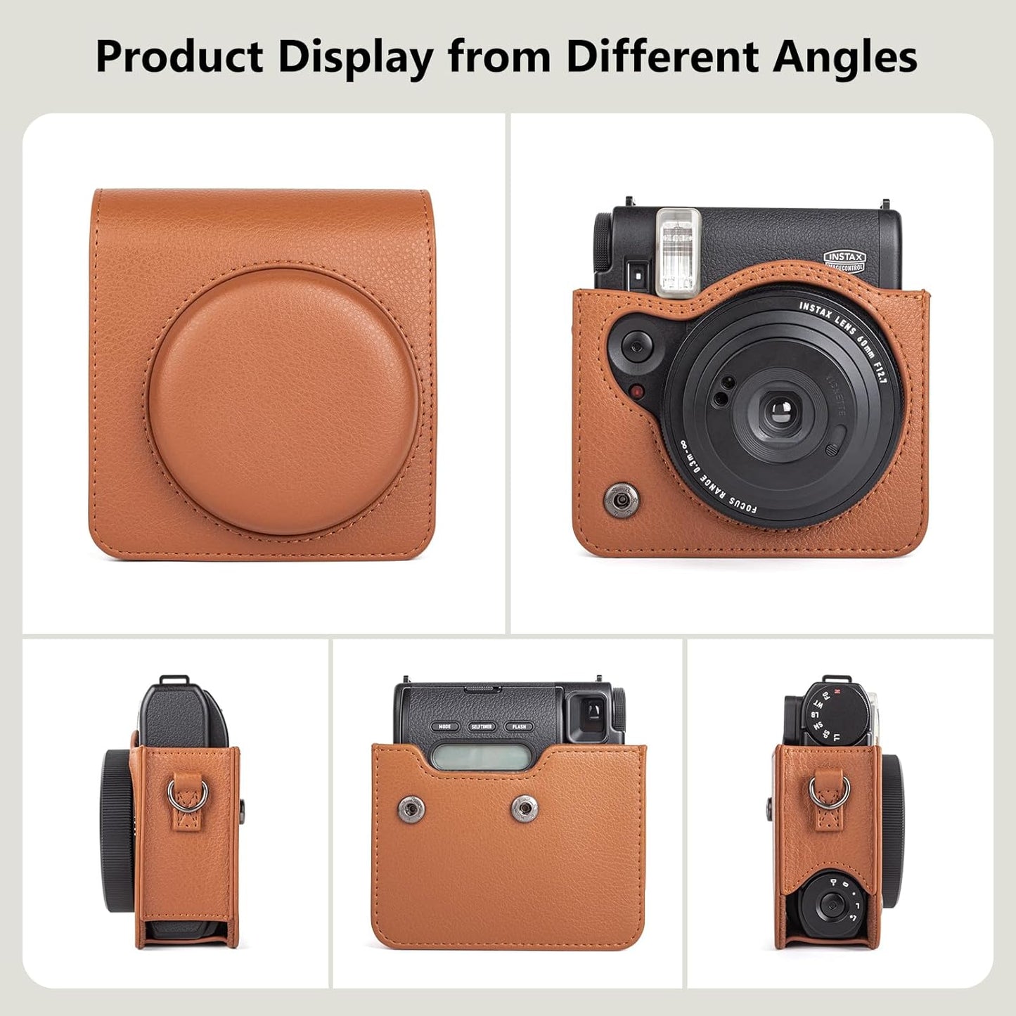 Leather Case Bag Cover Plain Colors for Fujifilm Instax Mini 99 Instant Film Camera PU-Leather
