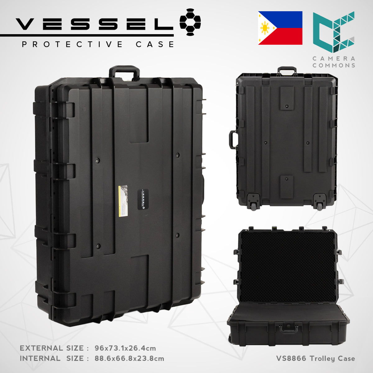 VESSEL DEFENDER VS8866 Portable Large Hard Case for Photography Equipment Tactical Instruments Tool Box and other devices