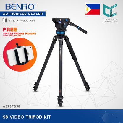 Benro A373FBS8 S8 Video Tripod with S8 Head and AL Flip Lock Legs Kit
