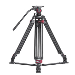 Miliboo MTT609A Professional Aluminum Video Tripod with Fluid Head and Ground Spreader Heavy Duty