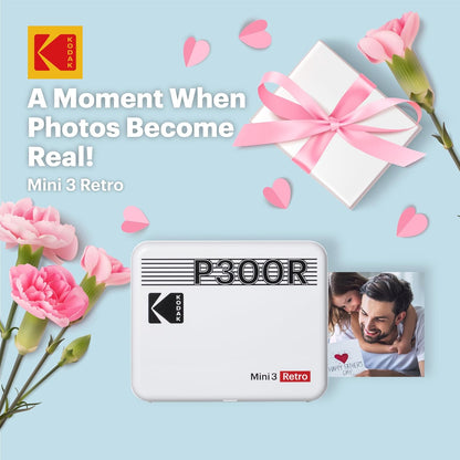 Kodak Mini 3 Retro Square 3"x3" Bluetooth Photo Printer Set 4PASS Borderless Print P300R