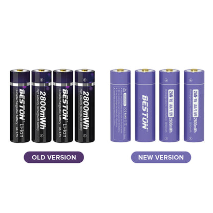 Beston 4pcs AA 1.5V 2800mWh 2AN-75 Li-ion Rechargeable Batteries