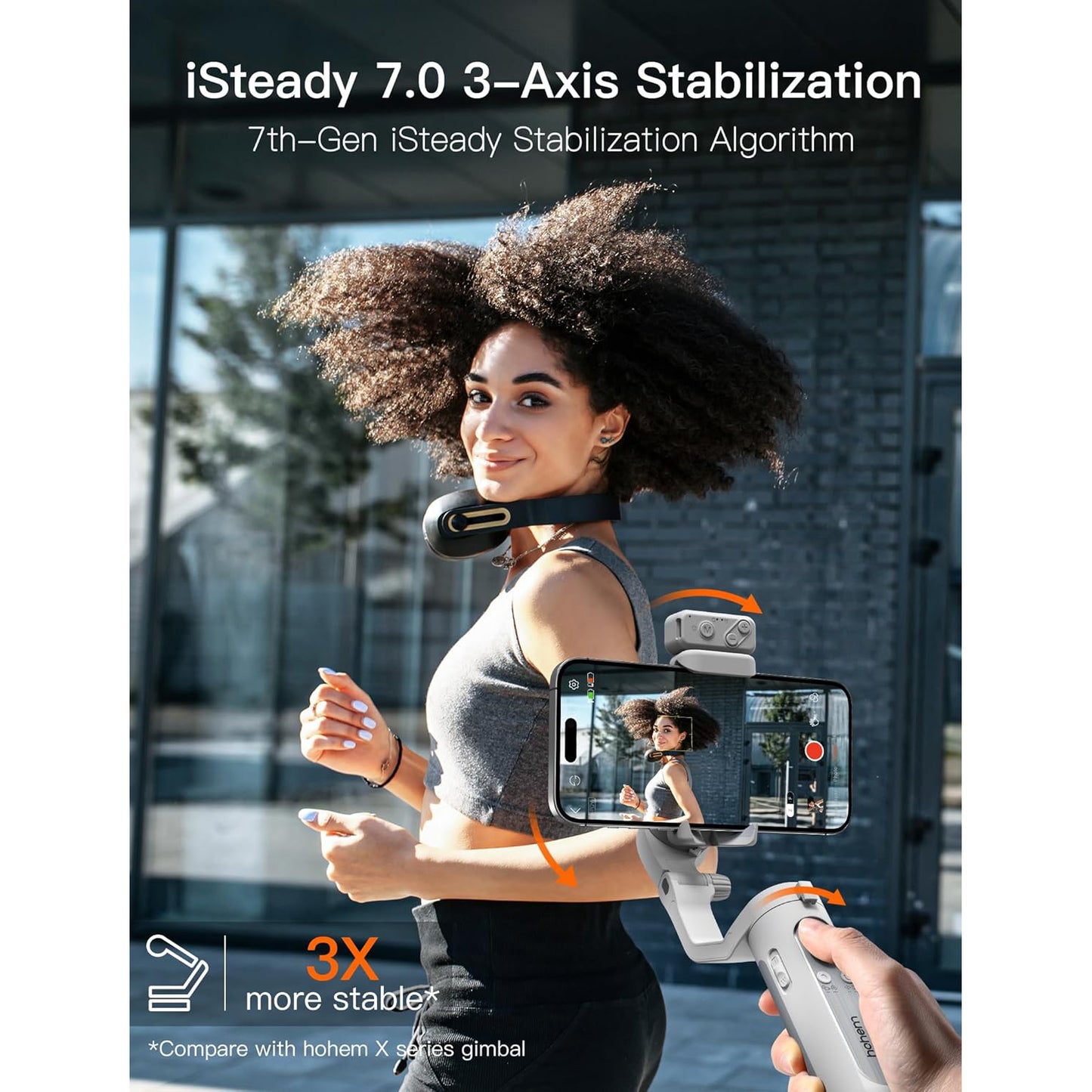 Hohem iSteady XE Smartphone Gimbal Stabilizer Vertical Mode 10 Brightness Levels Magnetic Light