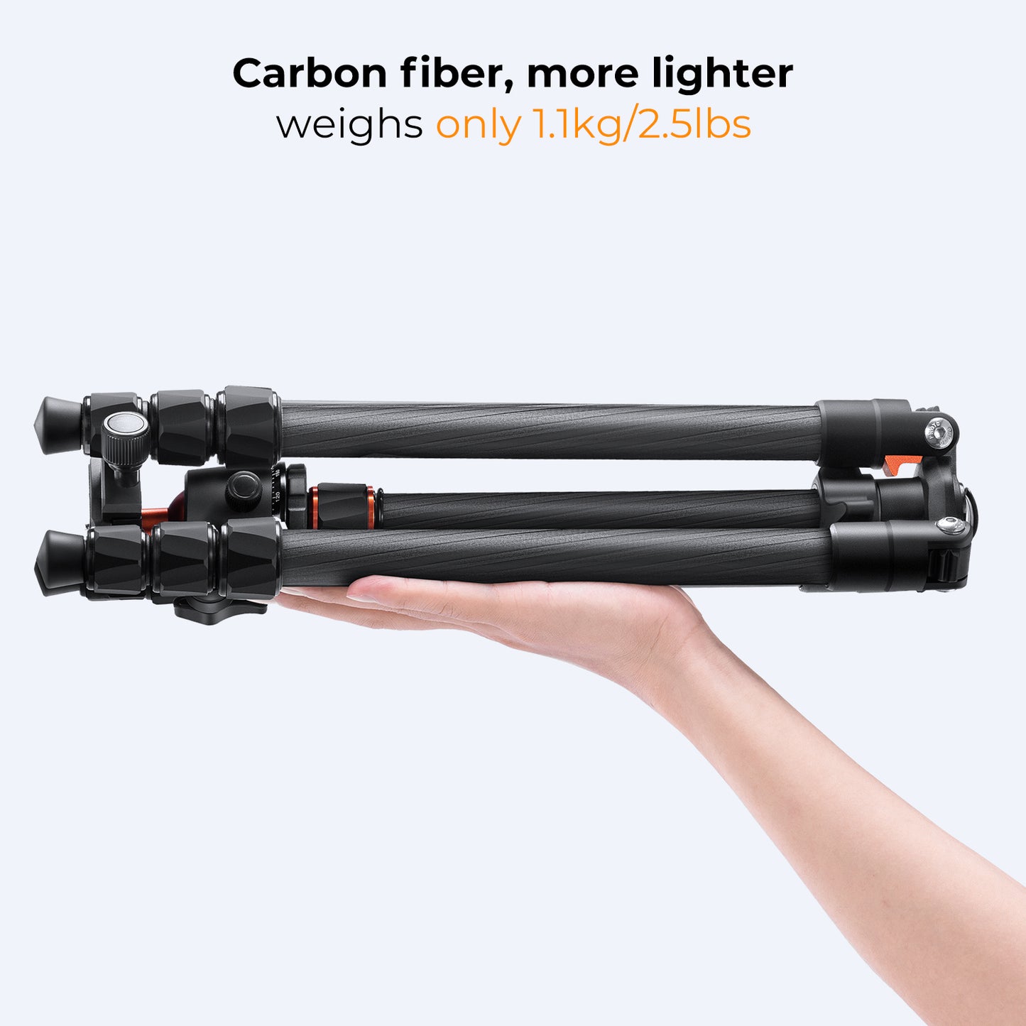 K&F Concept K254C2+BH-36L 64" Carbon Fiber Lightweight Travel Tripod with 36mm Ball Head Quick Release Plate KF09.123