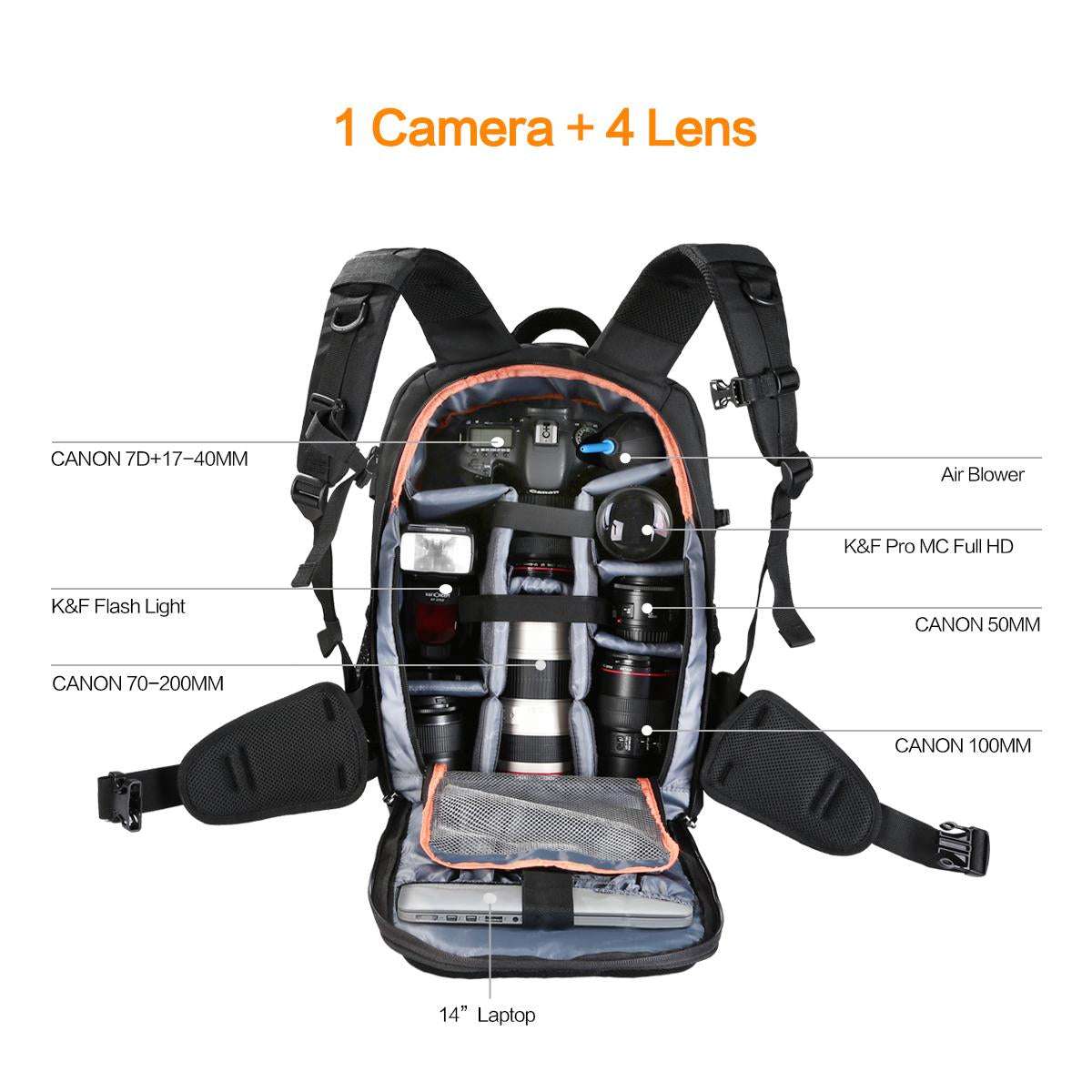 K&F Concept Nylon Multifunctional Large DSLR Camera Backpack for DSLR Mirrorless Camera Travel Photography Bag - KF13.025 CITYPAK LARGE