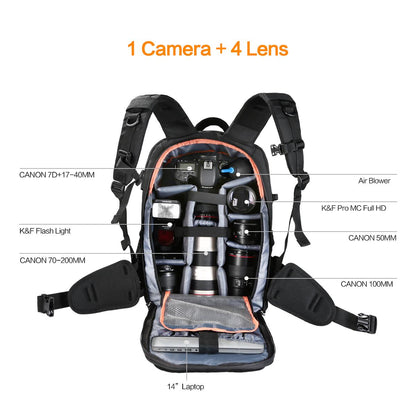 K&F Concept Nylon Multifunctional Large DSLR Camera Backpack for DSLR Mirrorless Camera Travel Photography Bag - KF13.025 CITYPAK LARGE