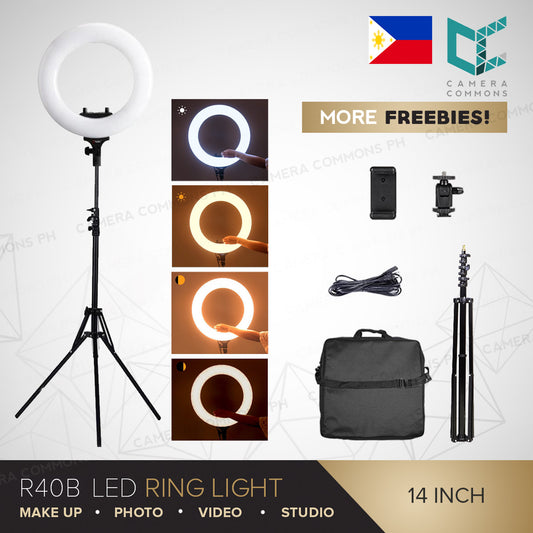 CLEARANCE R40B 14 inches Ring Light Dual Color Tone Photo Lighting for Video Studio Vlog Beauty