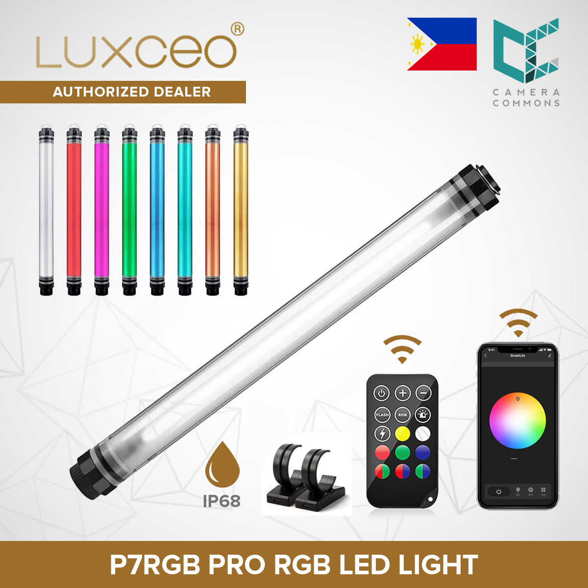 LUXCEO P7RGB Pro LED RGB Light Tube with Clip for Photography and Video Waterproof Rechargeable Color Wand
