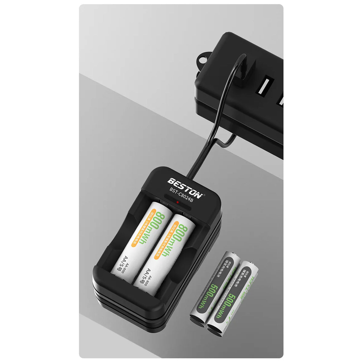 Beston C8024B 2 Bay Battery Charger for 1.2V AA AAA NI-MH USB Input