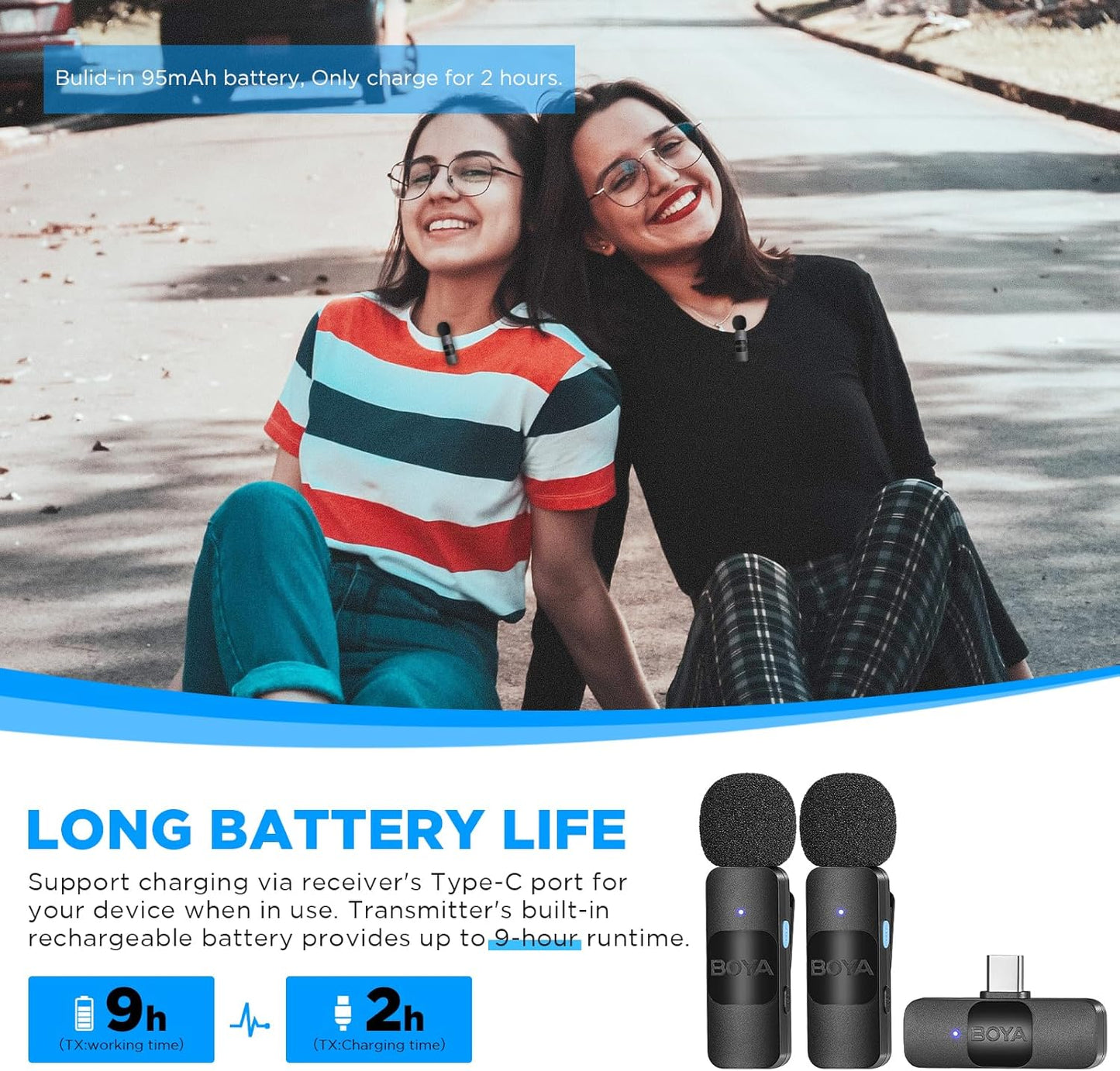BOYA Ultracompact 2 Person Wireless Microphone System for Smartphone BY-V1 BY-V2 BY-V10 BY-V20