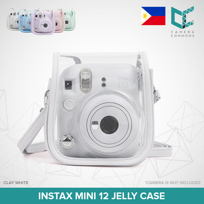 Clear Jelly Case Water Resistant Transparent Protective Cover Sling Bag for Fujifilm Instax Mini 12 Instant Camera